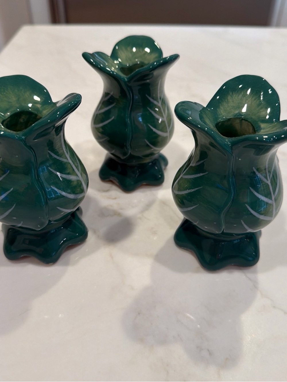 Threshold Ceramic Cabbage Candle Holders Set of 3 New